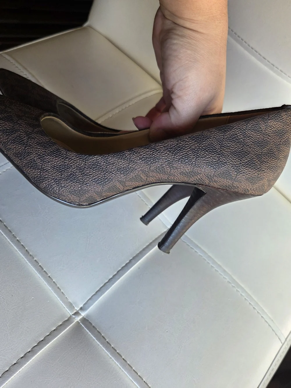 Michael Kors Brown Monogram Pointed-Toe Pumps